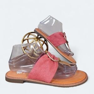 Yellow Box Pink Sandals Size 8 Fabric Thong Flats